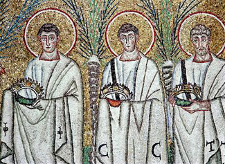 A wall image of a procession of martyrs, Sant'Apollinare Nuovo, Ravenna